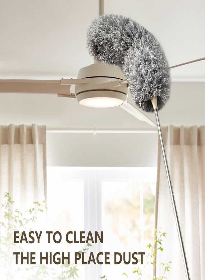 ENJSD Extendable Feather Duster,Microfiber Duster with Extra Long 100in Stainless Steel Telescopic Dusters with Scratch Resistant Cover,Perfect for Cleaning Cobweb,Ceiling Fan,Cars etc.(Grey) - Image 3